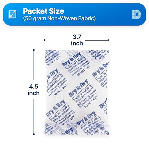 Dry & Dry 50 Gram Silica Gel Packets, Desiccants - Image 6