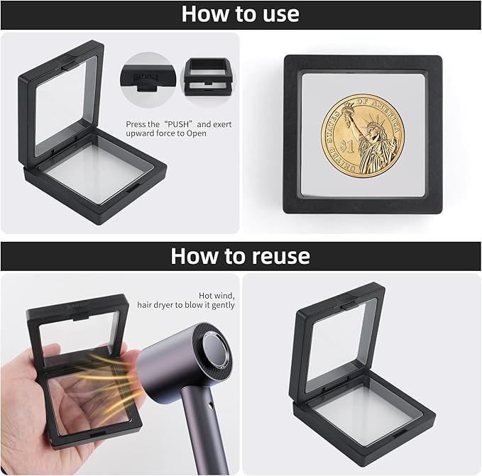 20 Pcs Black Seashell Holder, 3D Floating Display Box 2.7 x 2.7 Inches - Image 4