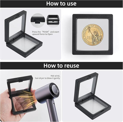 20 Pcs Black Seashell Holder, 3D Floating Display Box 2.7 x 2.7 Inches - Image 4