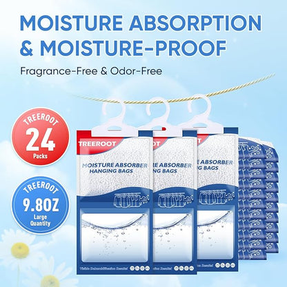 24 Pack Moisture Absorbers for Closet, 9.8OZ Hanging Closet Dehumidifier Bags - Image 2