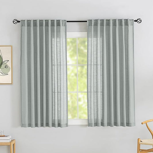Flax Linen Curtains 72 Inches Long by DONREN