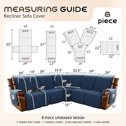 Arfntevss Waterproof Recliner Sectional Couch Covers - Image 5