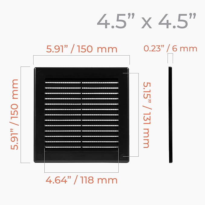 6" x 6" Square Air Vent Cover – Black Plastic Vent Deflector - Image 4