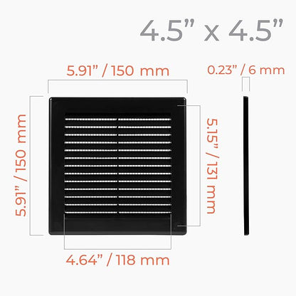 6" x 6" Square Air Vent Cover – Black Plastic Vent Deflector - Image 4