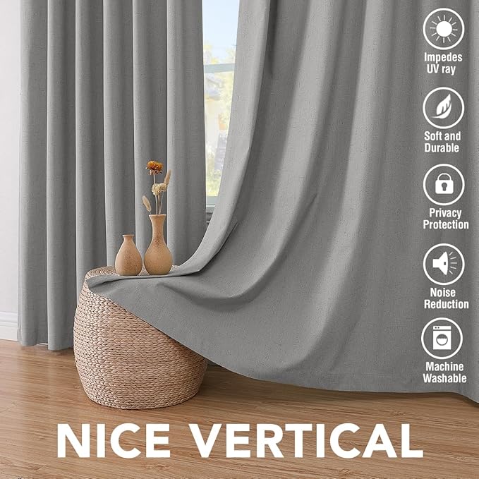 H.VERSAILTEX Linen Blackout Curtains 96 Inches Long, 100% Absolutely Blackout - Image 7