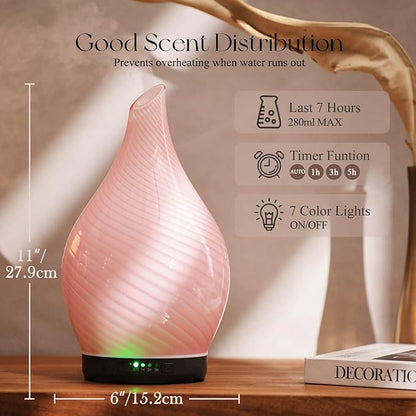 Porseme 280ml Essential Oil Diffuser Glass Color Changing Aroma Air Diffusers - Image 3