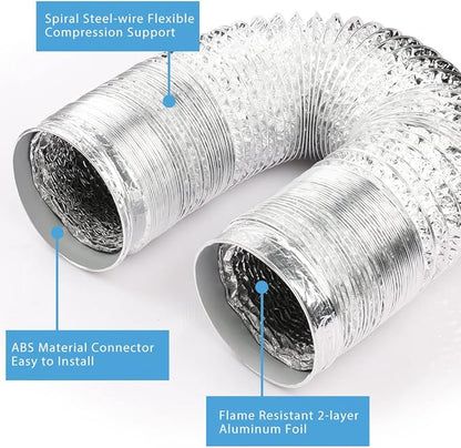 YIJUHOU 4 Inch 5 Feet Dryer Vent Hose, Non-Insulated Aluminum Foil Ducting - Image 3