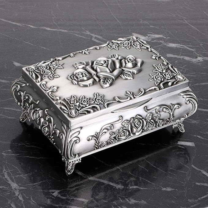 Hipiwe Vintage Metal Jewelry Box Small Trinket Jewelry Storage box - Image 6