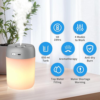 Night Lights Humidifiers For Bedroom, USB Rechargeable, LED Lights For Bedroom - Image 2