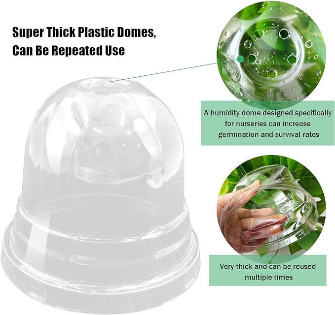 50 Pack Clear Plant Pot Domes, Transparent Seedling Domes Compatible - Image 4