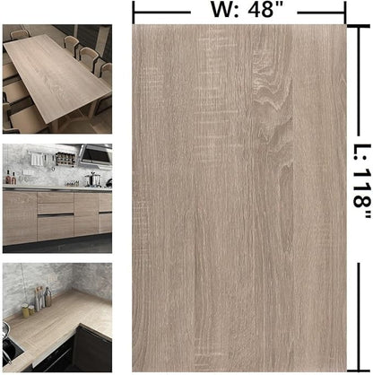 48x118inch Extra Wide Light Brown Wood Wallpaper Peel Stick Gray Oak Contact - Image 7