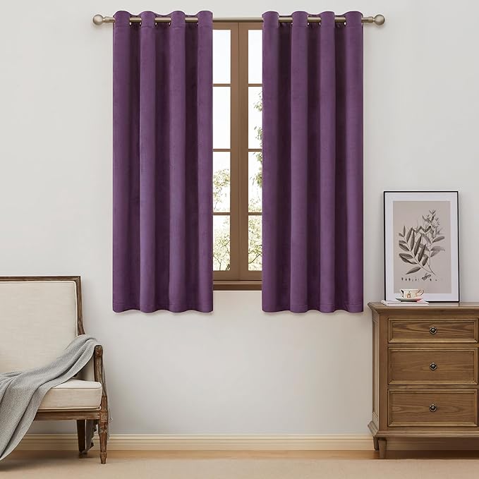 BULBUL Violet Velvet Curtains 72 inch Luxury Elegant Purple Living Room Curtain by ModernShinyVelvetCurtains