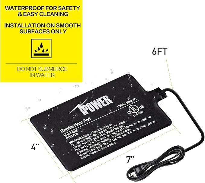 iPower 4"x7" Reptile Heat Mat Under Tank Terrarium Heater Warmer Heating Pad - Image 4