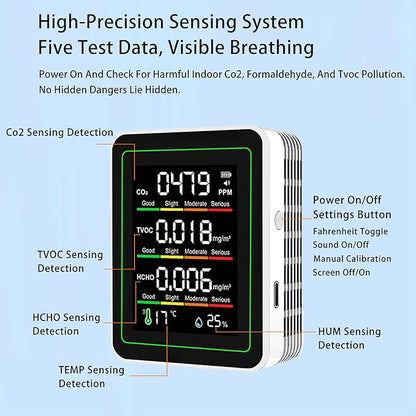 Professional Indoor Air Quality Monitor, 5 in 1 Portable Smartair Quality Tester - Image 6