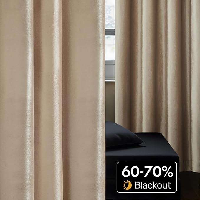 Champagne Velvet Curtains 84 inch: Beige Luxury Elegant Living Room Curtain - Image 4