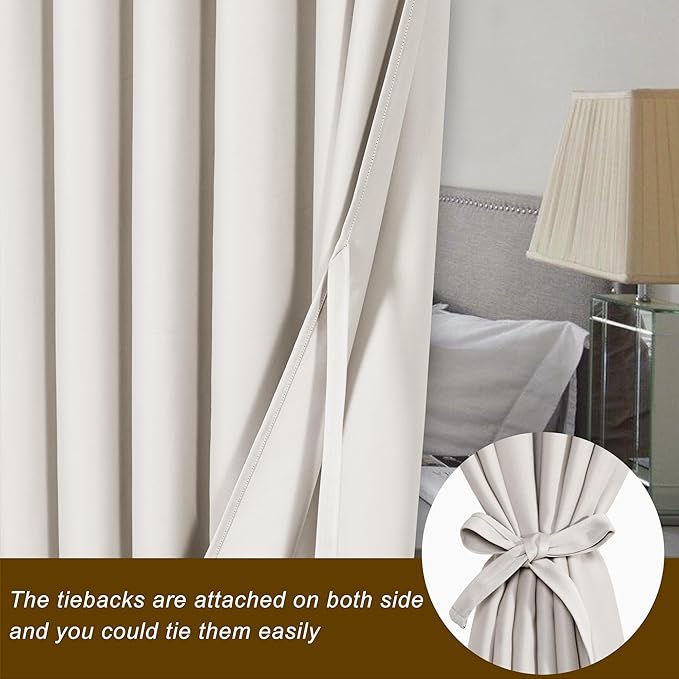 Hiasan Patio Sliding Door Curtain Panel, Ivory Room Divider Grommet Blackout - Image 3
