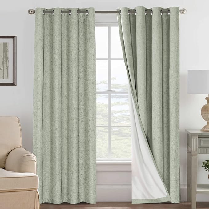 H.VERSAILTEX Linen Blackout Curtains 96 Inches Long 100% Absolutely Blackout by HVERSAILTEX
