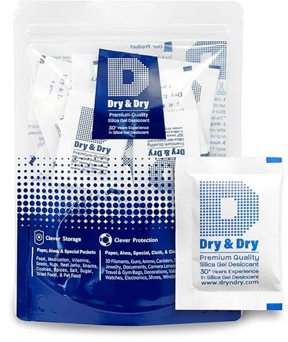 5 Gram "Dry & Dry" Premium Pure & Safe Silica Gel Packets Desiccant by DryDry