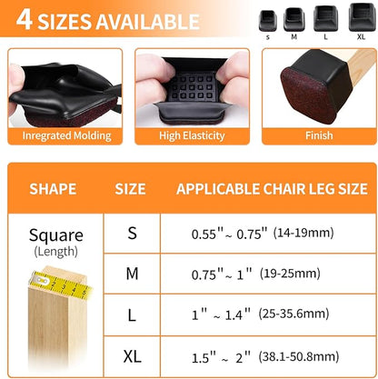 Ezprotekt 24 Pcs Black Square Chair Leg Floor Protectors - Image 2