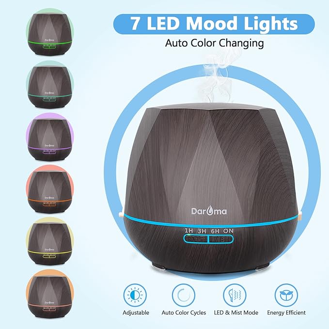 550ml Essential Oil Diffuser, DAROMA Upgraded Remote Control 6 in 1 - Image 3