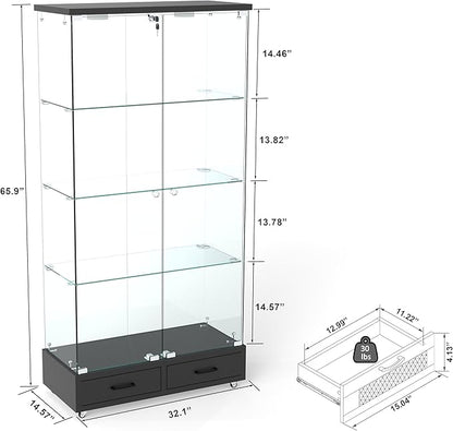 Yoluckea 4-Tier Glass Display Cabinet - Image 2