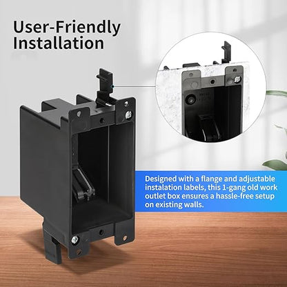 Black Switch Outlet Box 1-Gang Extra Deep, 14 Cu In High-Grade Fire Rated - Image 2