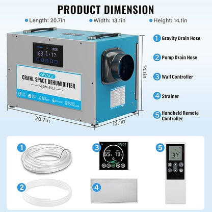 145 Pint Commercial Dehumidifier, Crawl Space Dehumidifier - Image 2