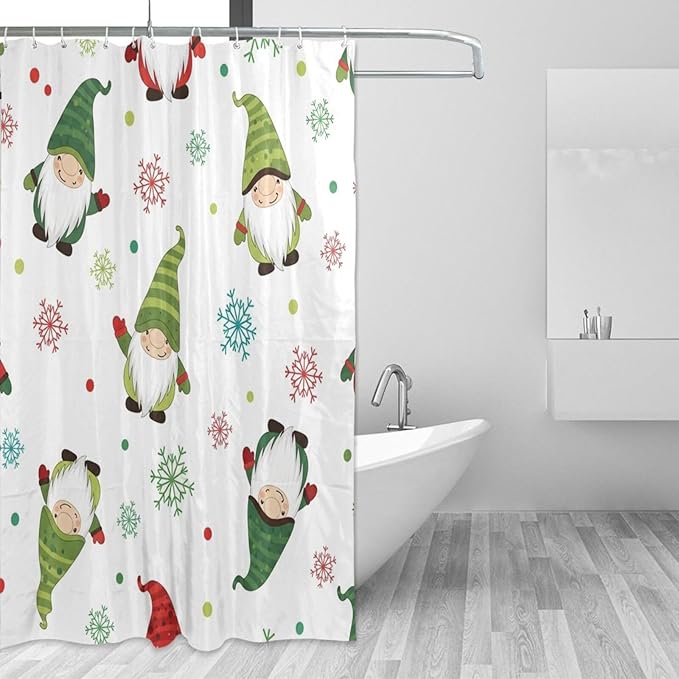 Christmas Gnome White Shower Curtain Liner 72×72 inch by Unknown