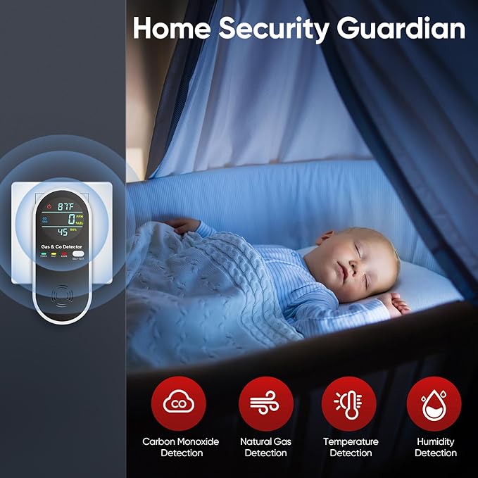 NICGOL 4 in 1 Upgraded Natural Gas Leak Detector and Carbon Monoxide Detectors - Image 6