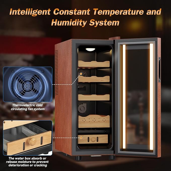 Electric Humidor with Leather-35L Cooling & Heating Humidor, Smart Touch - Image 4