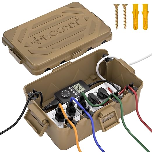 TICONN Outdoor Electrical Box, IP54 Splash-Proof Outdoor Extension Cord Cover by TICONN