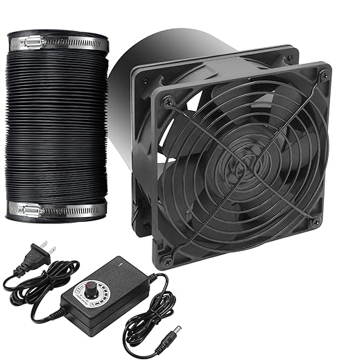 5in Air Exhaust Fan Fume Extractor, 6000RPM 210CFM DC12V Fan w/ 6.5ft Hose by HoseVary