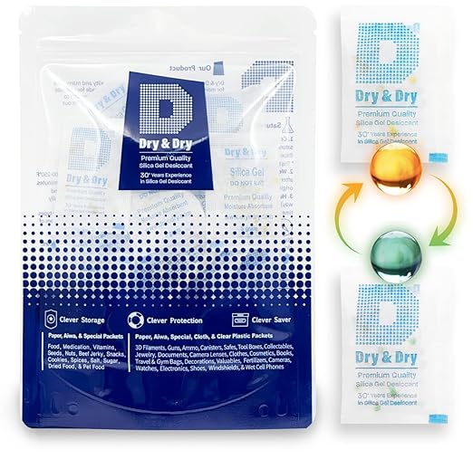 Dry & Dry Premium Orange Indicating Silica Gel Packets Desiccants by DryDry