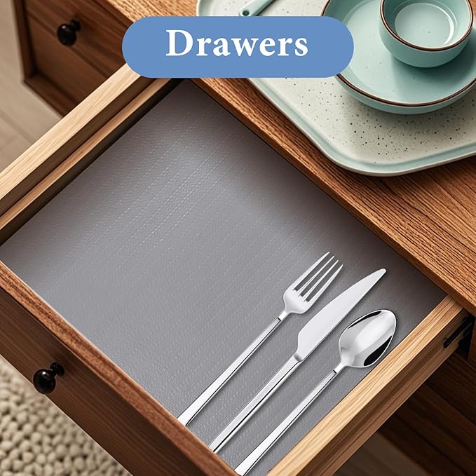Shelf Liners for Kitchen Cabinets Non Adhesive Drawer Liner 17in x 20FT Pure - Image 2