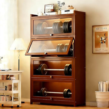 Display Cabinet with Acrylic Glass Doors, Tall Storage Cabinet with Adjustable - Image 5