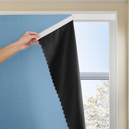 Adhesive Curtain 100% Blackout No-Drill Easy Install by JILRON