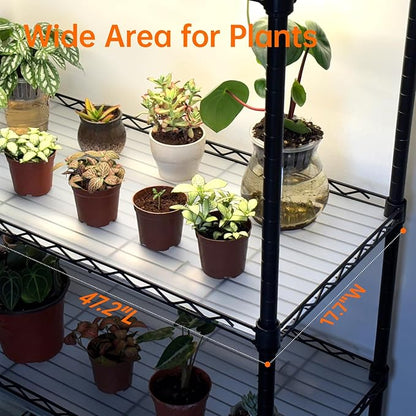 Bstrip Indoor Greenhouse with Grow Light, 5 Tier 47.2"x17.8"x71" Metal Shelf - Image 5