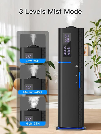 10L/2.64Gal Humidifier, Top Fill Quiet Ultrasonic Cool Mist Humidifiers - Image 3