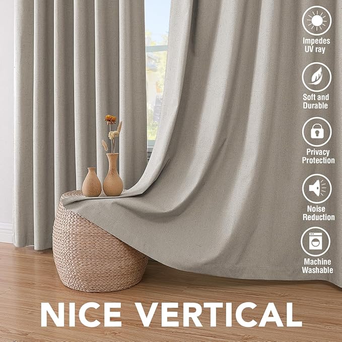 H.VERSAILTEX Linen Blackout Curtains 108 Inches Long 100% Blackout Thermal - Image 7