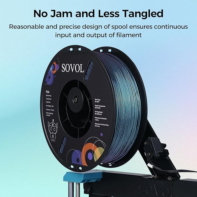 Sovol Silk PLA Filament with Blue Glitter 1kg 1.75mm, Color Changeable 3D - Image 4