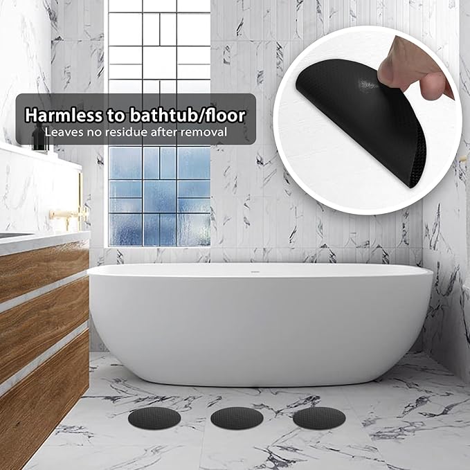 24 PCS Bathtub Non Slip Stickers Black Adhesive Decals Round Shape Anti Slip - Image 2