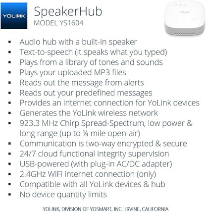 YoLink SpeakerHub & Three Water Leak Sensors Starter Kit – Plays Tones/Sounds - Image 3