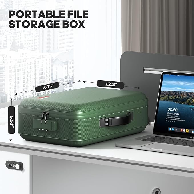 Fireproof Document Box, Hard Case Highly Flame-Resistant Fire Proof Waterproof - Image 6