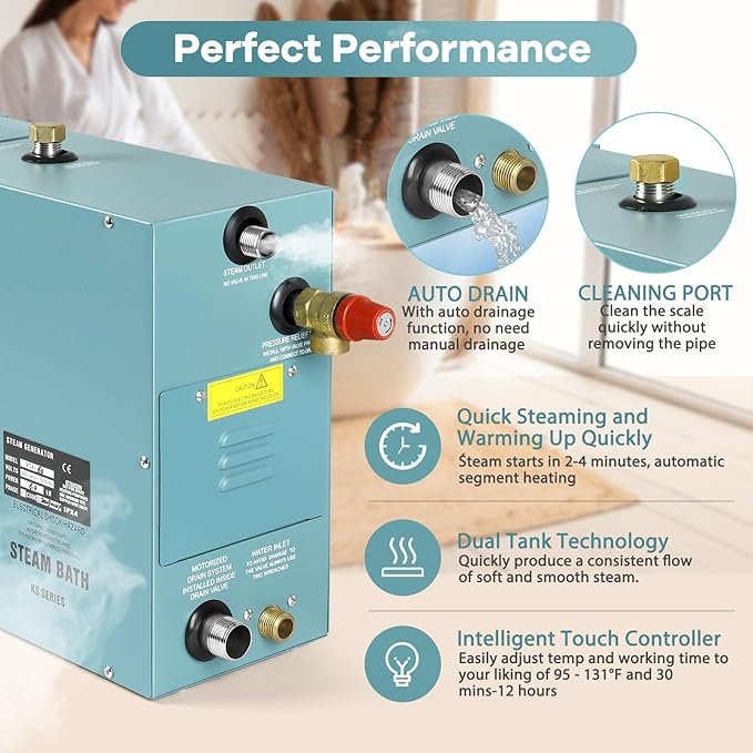 6KW Commercial Self-Draining Steam Generator Shower System Home Steam Bath Spa - Image 2