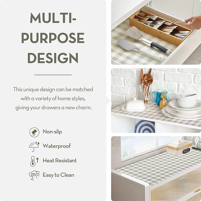Drawer Shelf Liner, Non-Slip Kitchen Cabinet Liners Non-Adhesive Thick Strong - Image 4