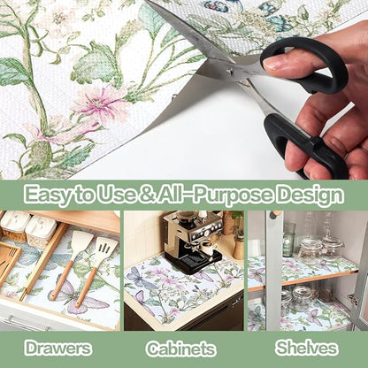 Shelf and Drawer Liner for Kitchen Cabinet Non-Adhesive Strong Grip Floral - Image 3