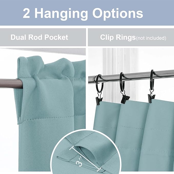 Chyhomenyc Short Aqua Curtains 45 Inch Length, Small Kitchen Curtain Rod Pocket - Image 5