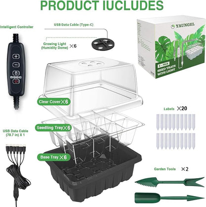 YAUNGEL Seed Starter Tray with Grow Light, 6 Pack Seed Starter Kit with Timing - Image 7