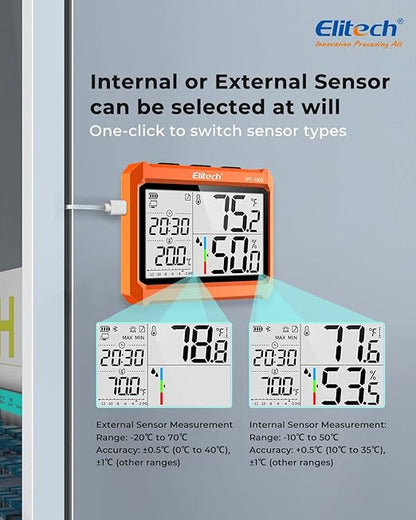 Elitech 2Pack Digital Bluetooth Hygrometer Thermometer, Refrigerator Thermometer - Image 2
