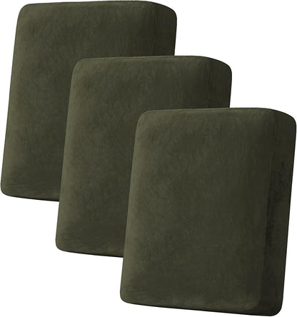 H.VERSAILTEX Velvet Stretch Couch Cushion Cover Plush Cushion Slipcover by HVERSAILTEX